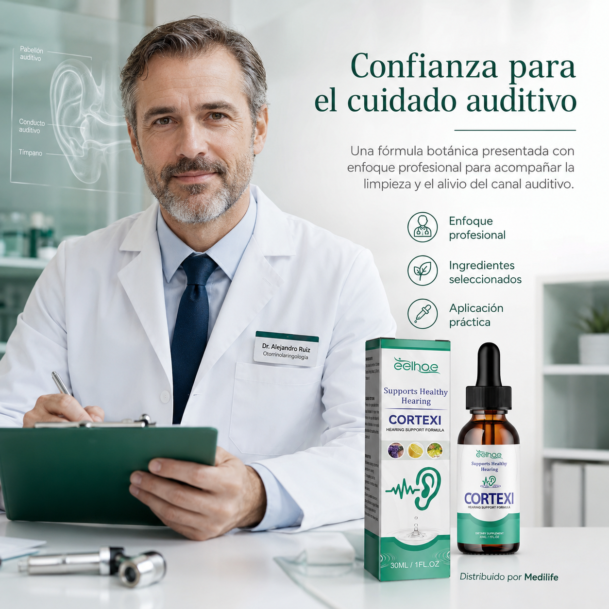 Fórmula Auditiva para Oído Tapado, Zumbido, Dolor ó Acumulación de Cerumen – 30 ml