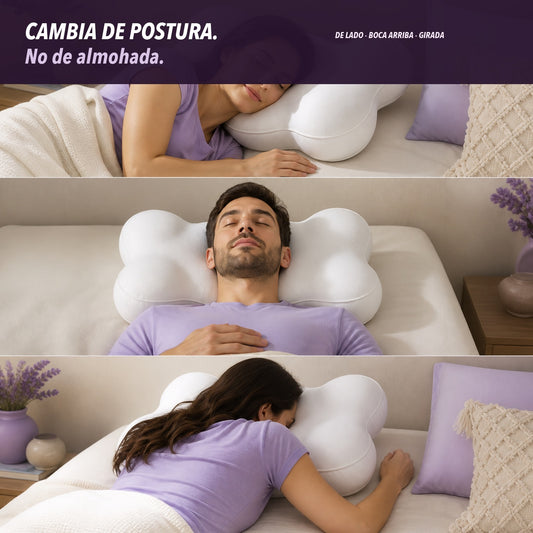 Tres posiciones de descanso con la Almohada Nube MEDILIFE