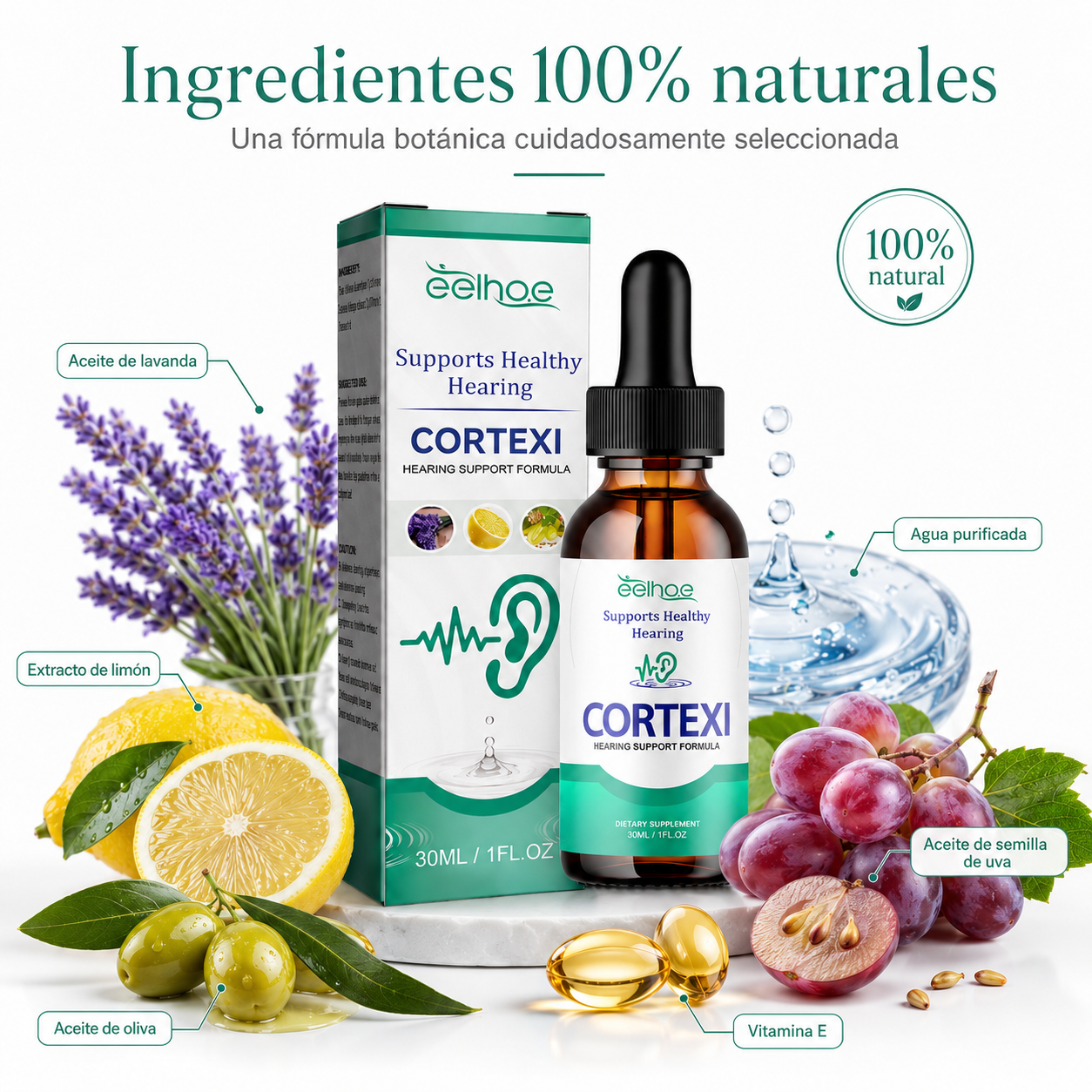 Fórmula Auditiva para Oído Tapado, Zumbido, Dolor ó Acumulación de Cerumen – 30 ml