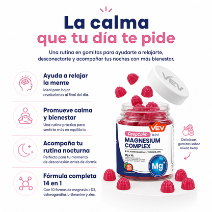 Gomitas de Magnesio DeepCalm 14 en 1 – Calma, Relajación y Bienestar Diario