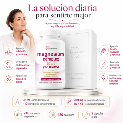 Complejo de Magnesio Femenino 20 en 1 – Bienestar Integral Todos los Días