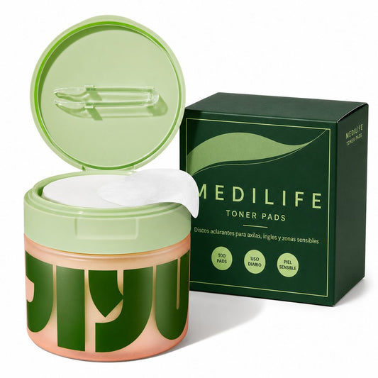 Toner Pads Medilife, tarro de 100 discos y su caja